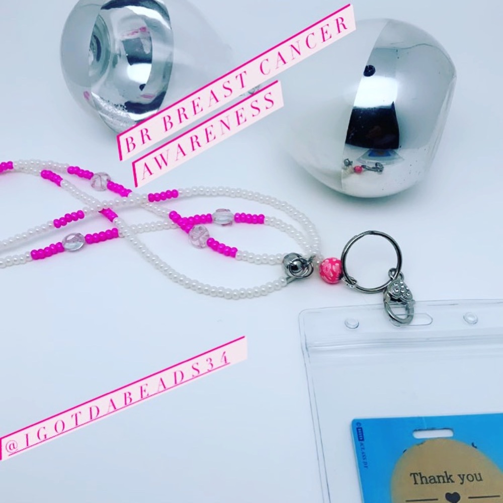 Custom made glass beads with magnetic clamp for safety ID Lanyard